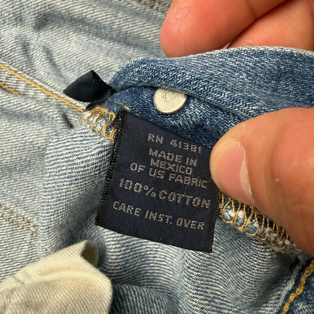 Polo Ralph Lauren Jeans Mens 38x34 Blue Light Wash Regular Bootcut Distressed